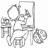 Artist painter A Boy Paint On Canvas coloring page  Páginas Para sketch template
