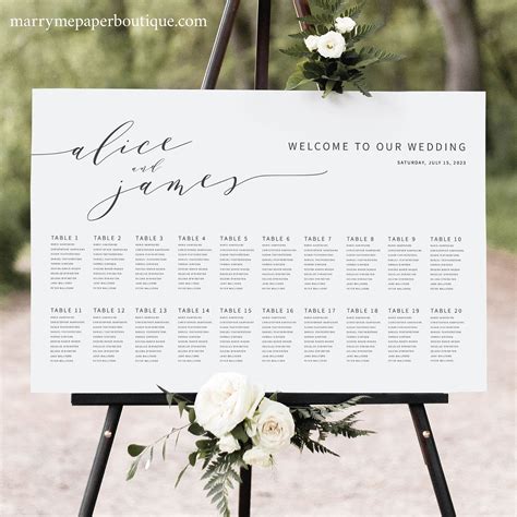 Elegant Wedding Seating Chart Template, Modern Seating Plan Printable ...