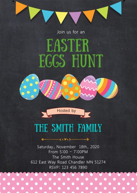 Easter eggs hunt party invitation Template | PosterMyWall