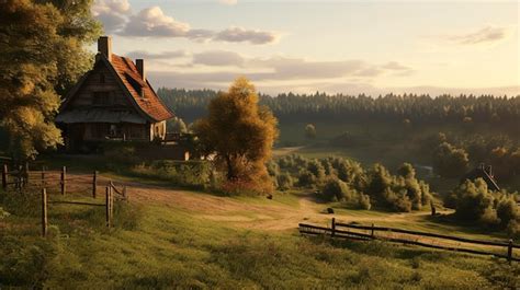 Premium AI Image | A charming cottage with a thatched roof and a flower ...