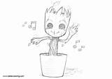 Baby Groot Coloring Pages Dancing In The Pot Free Printable  sketch template