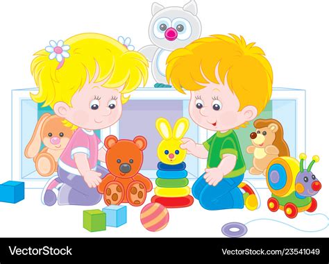 Small children playing in a nursery Royalty Free Vector