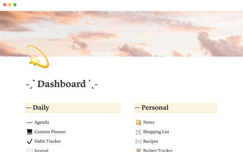 Notion Template Gallery – Dashboard