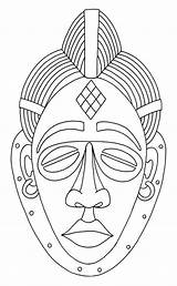 Mask Coloring African Tiki Pages Masks Gas Flag Printable Drawing  sketch template