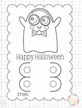 Ghost Coloring Card For Kids Halloween Classroom Party sketch template