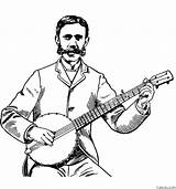 Musician Banjo Player Coloring Page » Turkau sketch template