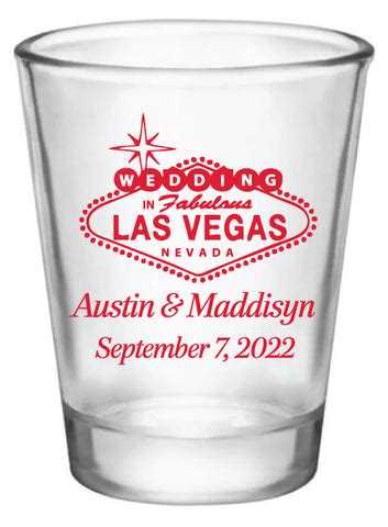 Personalized Las Vegas wedding shot glasses, Las Vegas wedding favors ...