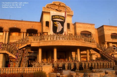 Army Airborne: 158 soldiers re-enlisted on July 4th, 2003, at Saddam's palace in Mosul Operation ...