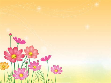 Dream Flowers Garden Powerpoint Templates - Flowers, Fuchsia / Magenta, Orange Backgrounds