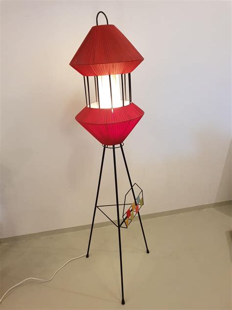 Mid-Century Italian Tripod Floor Lamp with Newspaper Stand, 1950s for sale at Pamono