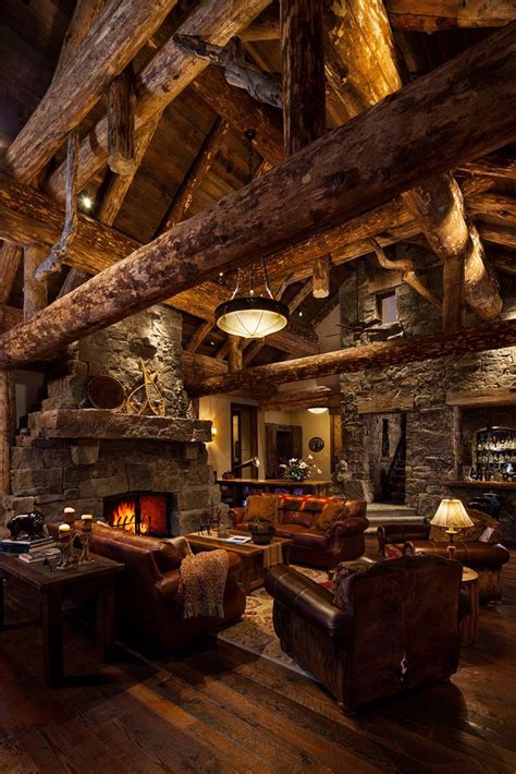 foxtail-residence-big-sky-log-cabin-great-room-2 | Log cabin interior ...