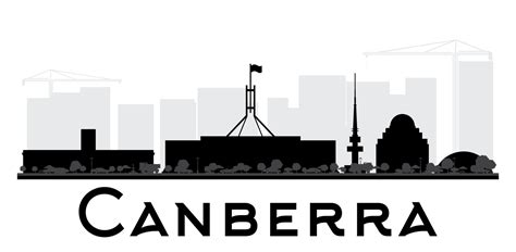 Canberra City skyline black and white silhouette. 15332299 Vector Art at Vecteezy