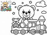 Teddy Bear With Toy Train And Friend 🧸🚂 Coloring Page sketch template
