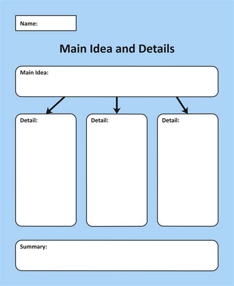 Main Idea And Supporting Details Graphic Organizer Printable