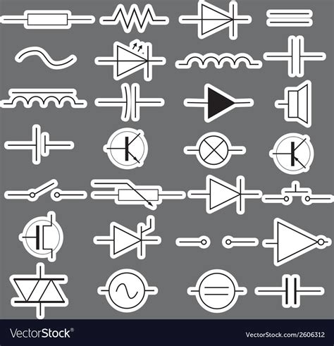 Schematic symbols in electrical engineering Vector Image