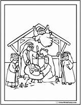 Nativity Scene Coloring Sheet Angel And Holy Family sketch template