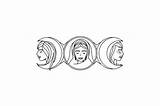 Hecate Triple Goddess As Maiden Mother And Crone Coloring Page SVG  sketch template