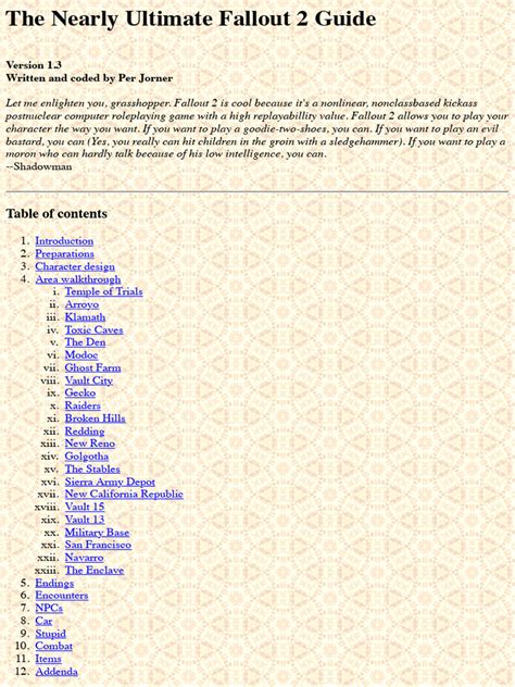 Fallout 2 Walkthrough | PDF | Computer File