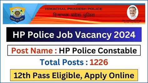 HP Police Constable Recruitment 2024, Apply Online for 1226 Posts ...