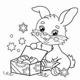 Coloring Page Outline Of Cute Bunny Or Rabbit With Gifts Christmas New  sketch template