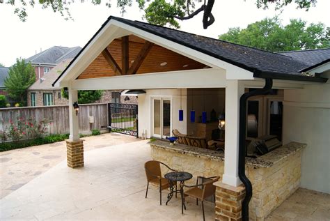 Contemporary Patio Cover, Kitchen and Firepit - Texas Custom Patios