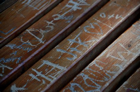 Graffiti Carved Wooden Bench #2 Free Stock Photo - Public Domain Pictures
