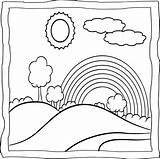 Easy Rainbow Coloring Pages sketch template