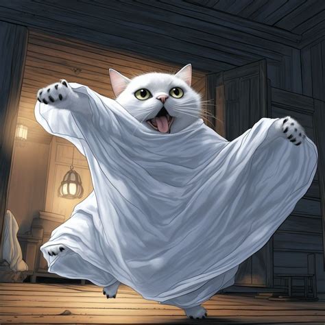 Funny Halloween Cat disguising as a ghost in 2023 | Halloween funny ...