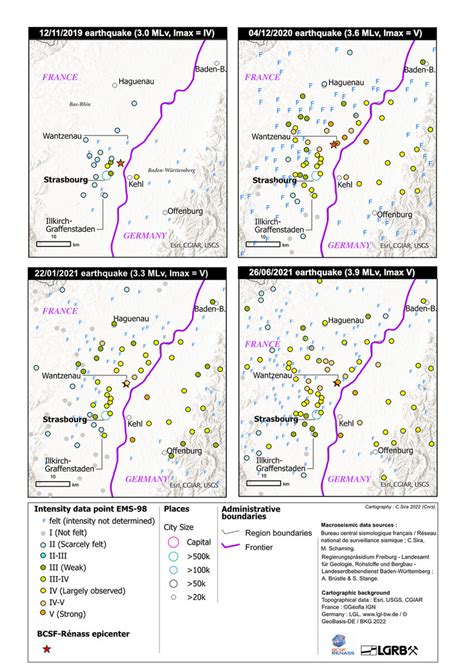 Intensity maps for the four studied events. For the 2019 event, the ...