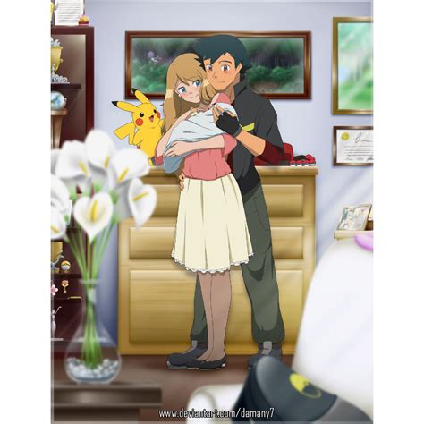 Pokémon: Fanart imagina a Ash y Serena casados cargando a su bebé - Senpai