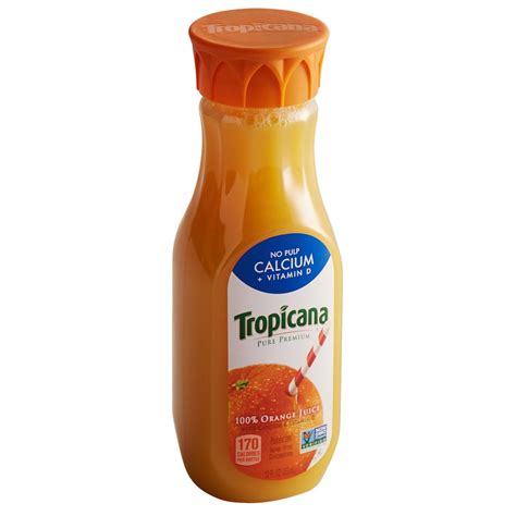 Tropicana 12 fl. oz. No Pulp Pure Premium Orange Juice - 12/Case
