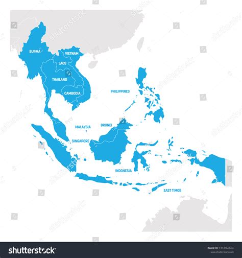 Southeast Asia Region Map Countries Southeastern Stock Vector (Royalty ...