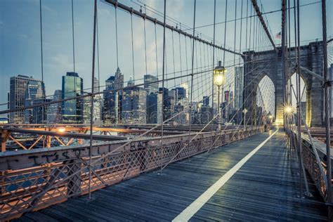 The Brooklyn Bridge by Night Stock Photo - Image of city, landscape ...