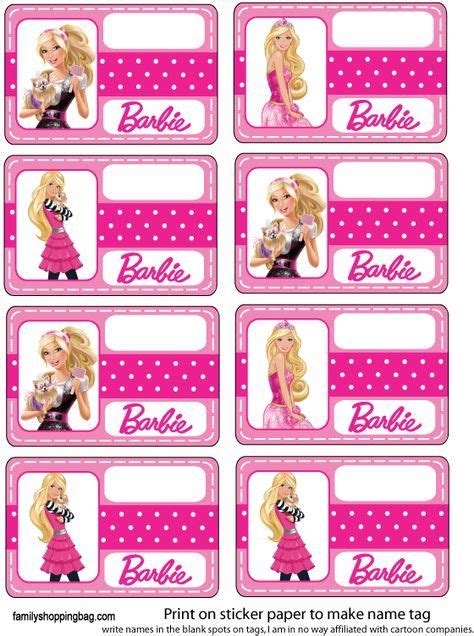 printable barbie doll name tags