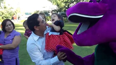 Barney Surprises Kids at Birthday Party - YouTube