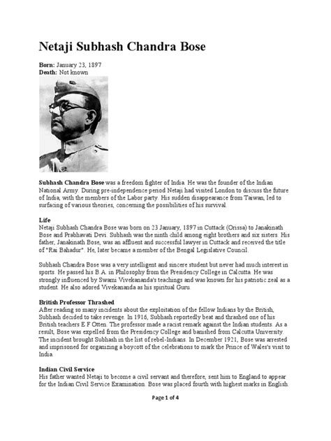 Subhash Chandra Bose- Biography | Indian National Congress | Indian ...