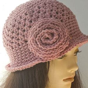 Flower Hat Crochet Pattern, Instant Download, Rose Flower Cloche Hat ...