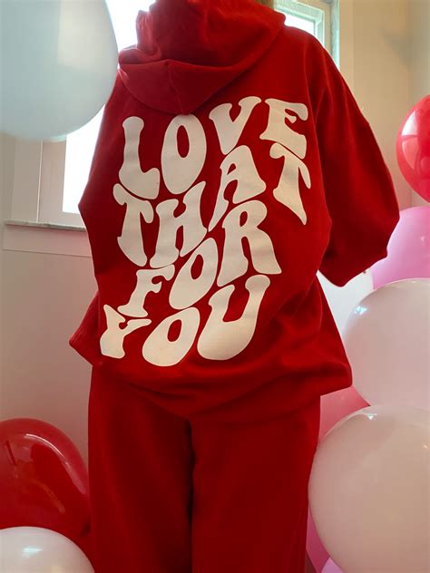 Red Hoodie with "Love That For You" Lettering in White – Semispoiled