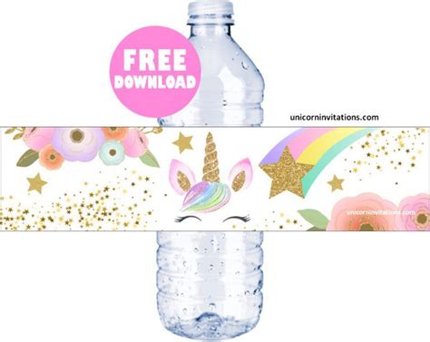 FREE Printable Unicorn Water Bottle Labels template 🦄 | Water bottle labels free, Printable ...