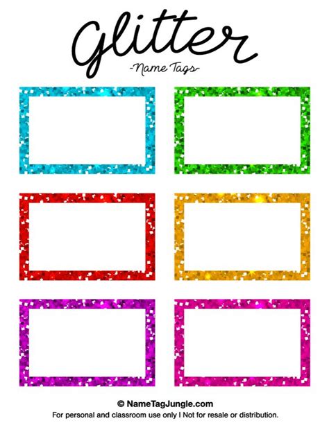 Free printable glitter name tags. The template can also be used for ...