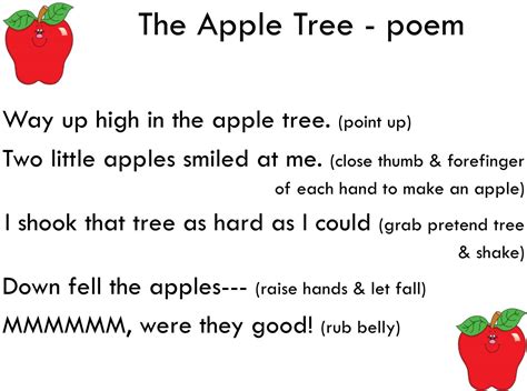 The Apple Tree Fingerplay | Preschool songs, Daycare themes, Preschool projects