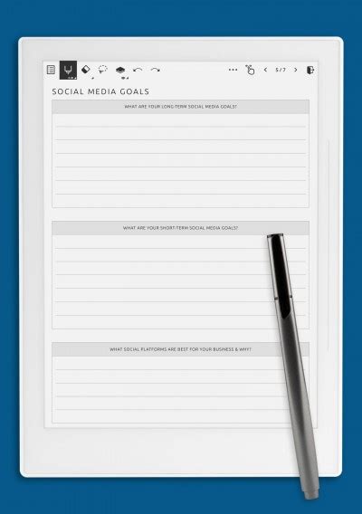 Download Printable Social Media Goals Template PDF