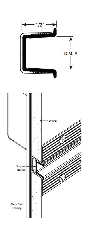 Fry Reglet DCS-50-300 Reveal Channel Screed Molding, 1/2x3 Inch, Clear Anodized ...