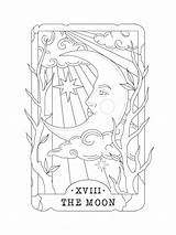 Moon Tarot Card Coloring Page Pages sketch template