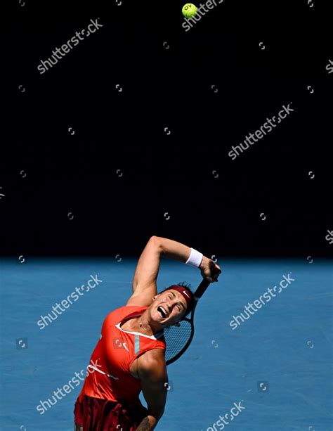 Aryna Sabalenka Struggles Her Serve During Editorial Stock Photo ...