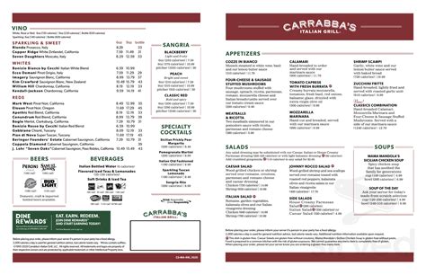 Carrabba's Italian Grill menu in West Springfield, Massachusetts, USA