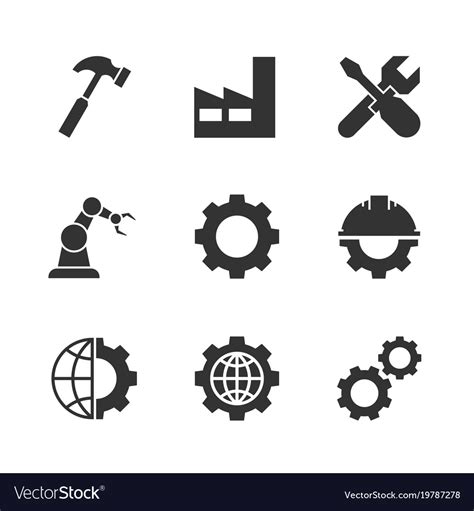 Manufacturing black icons Royalty Free Vector Image