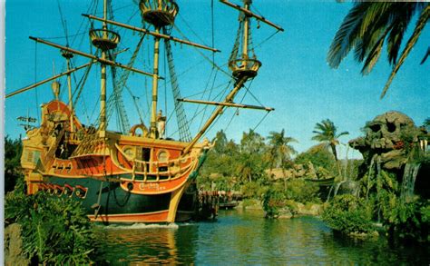 1960s Pirate Ship Anchored at Skull Rock Disneyland Anaheim California Postcard | United States ...
