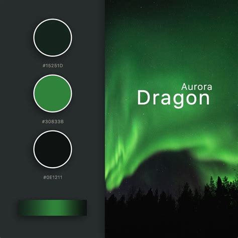 the aurora dragon color scheme is shown in green and black, along with three different hues