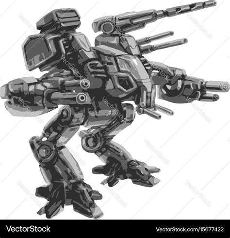 Battle robot science fiction Royalty Free Vector Image